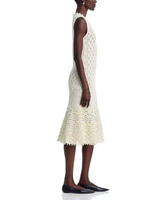 Sleeveless Fine Crochet Knit V Neck Dress