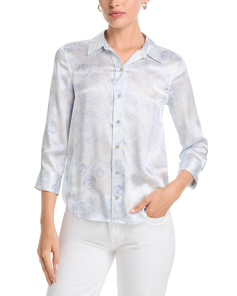 L'Agence Dani Button Front Silk Blouse
