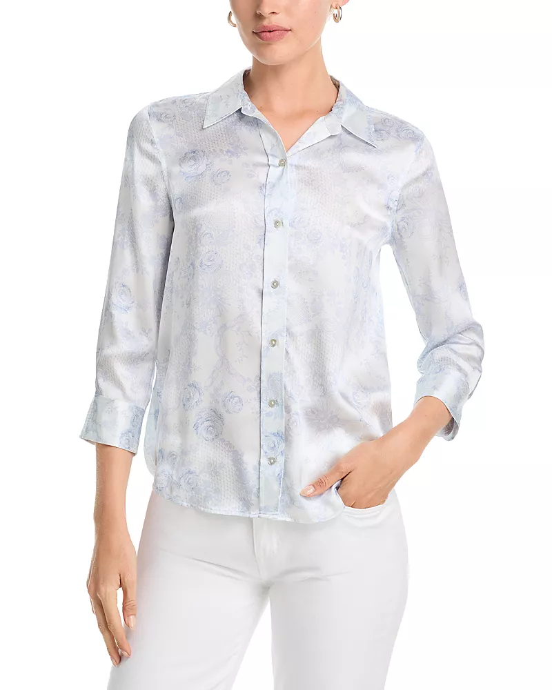 L'Agence Dani Button Front Silk Blouse