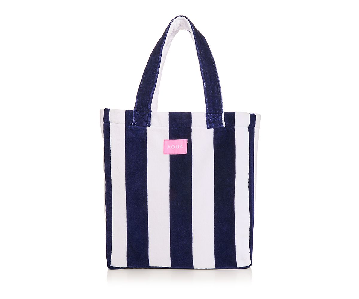 Aqua Striped Terry Beach Tote - Exclusive