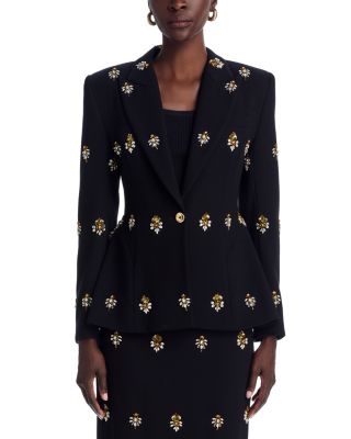 Crystal Embroidered Blazer & Embroidered Embellished Wool Skirt