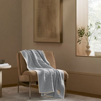 Basketweave Knit Cotton Throw Blanket