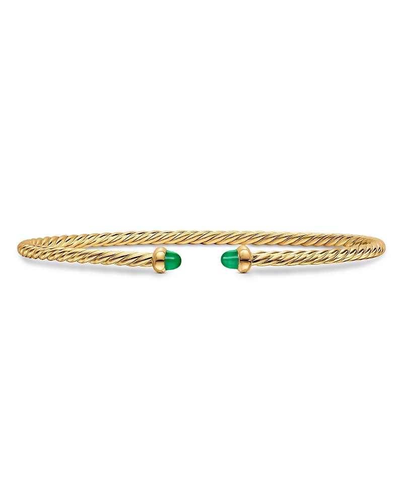 Micro Cablespira Flex Bracelet in 18K Yellow Gold with Emeralds, 2.6mm