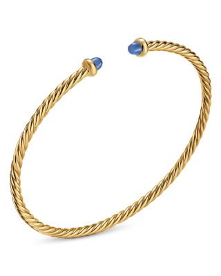 Micro Cablespira&reg; Flex Bracelet in 18K Yellow Gold with Blue Sapphires, 2.6mm