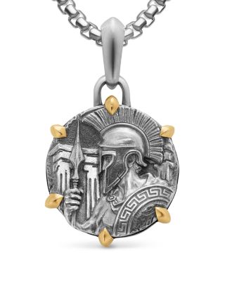 Men's Ares Amulet in Sterling Silver with 18K Yellow Gold, 26.4mm
