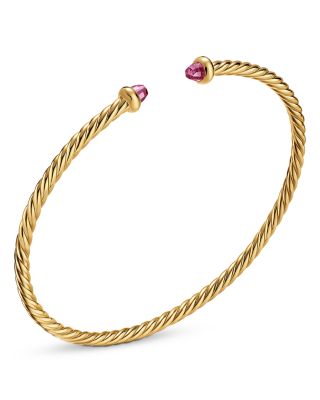 Micro Cablespira&reg; Flex Bracelet in 18K Yellow Gold with Pink Tourmaline, 2.6mm 