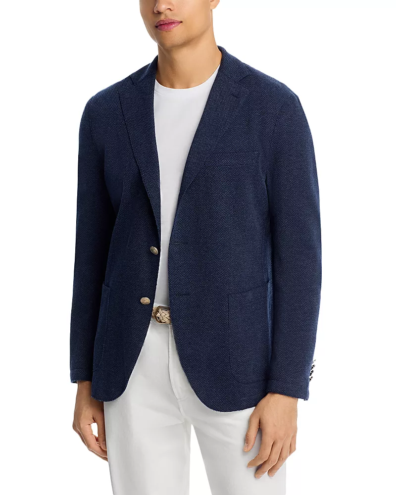 Eleventy Herringbone Cotton Jersey Soft Jacket