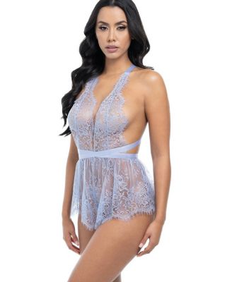  Brea Eyelash Lace Romper with Open Back