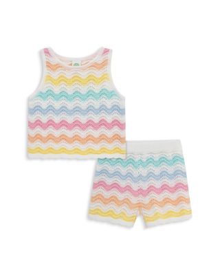 Girls' Wavy Pointelle Top & Shorts Set - Baby