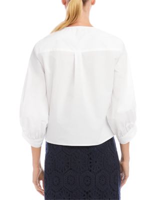 Blouson Sleeve Tie Front Top