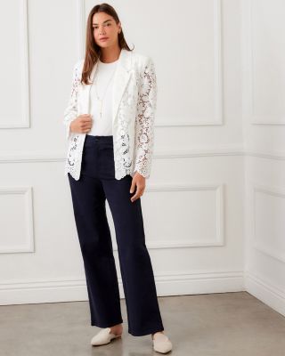 Floral Lace Scallop Edge Blazer