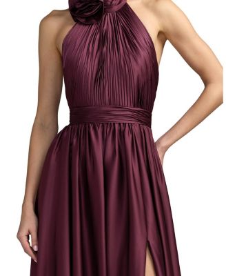  Rosette Halter Chiffon Evening Gown