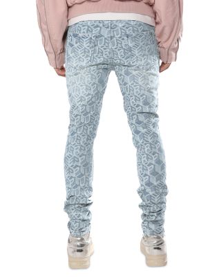 Skinny Jacquard Monogram Jeans in Light Indigo