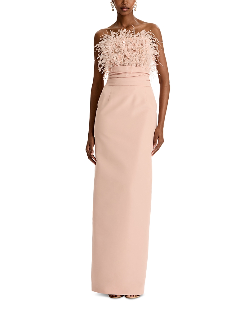 Oscar de la Renta Strapless Dramatic Point D'Esprit Silk Gown