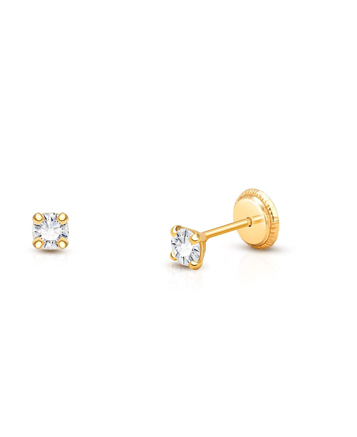 Tiny Blessings Girls' 14K Gold 3mm Genuine Diamond Studs Screw Back Earrings - Little Kid, Big Kid