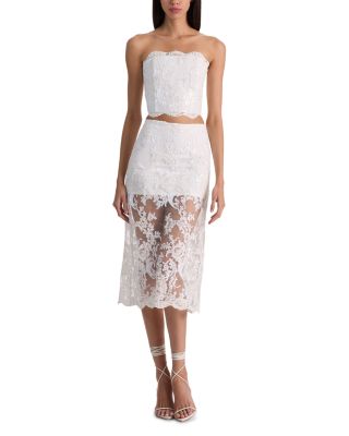 Ceresi Embellished Lace Strapless Crop Top