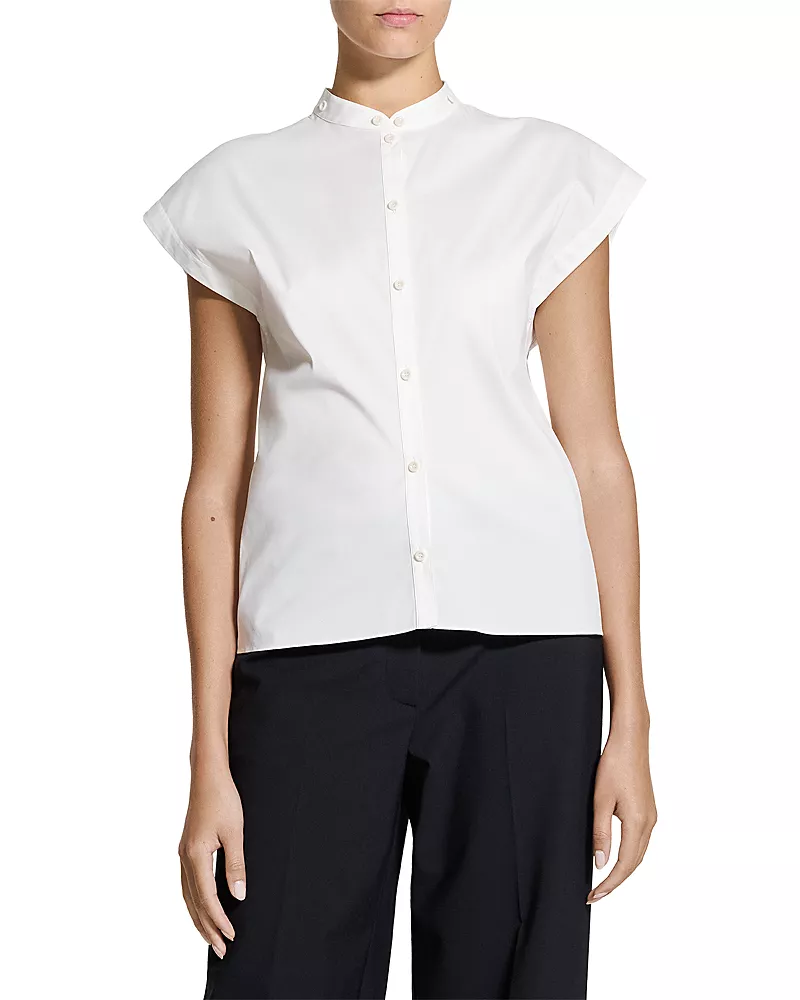 Theory Cap Sleeve Shirt in Good Poplin