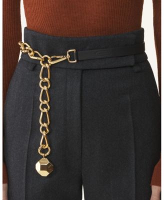 CATCH BY LANVIN LEATHER AND METAL CHAIN BELT
