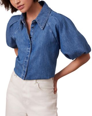 Women's Denim Puff Sleeve Shirt