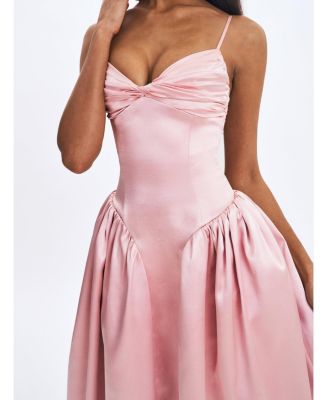  Tullia Satin Ruched Midi Dress