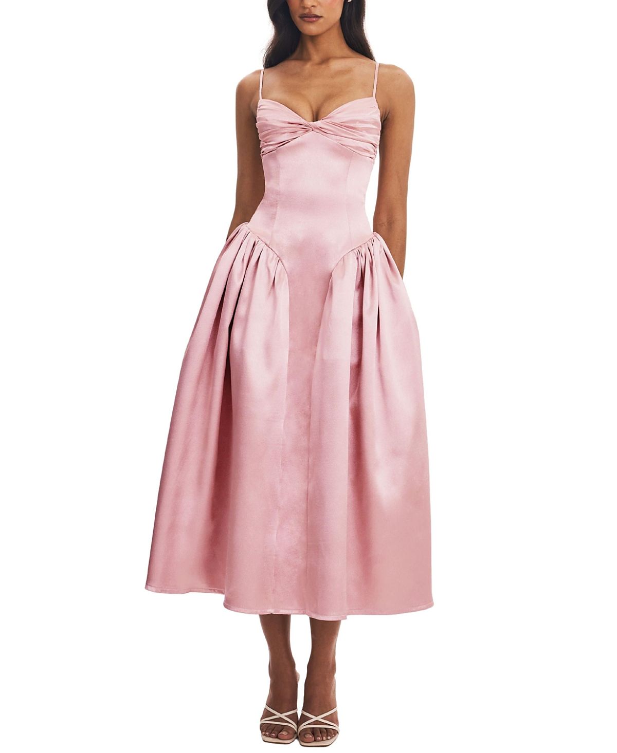 Miss Circle Tullia Satin Ruched Midi Dress