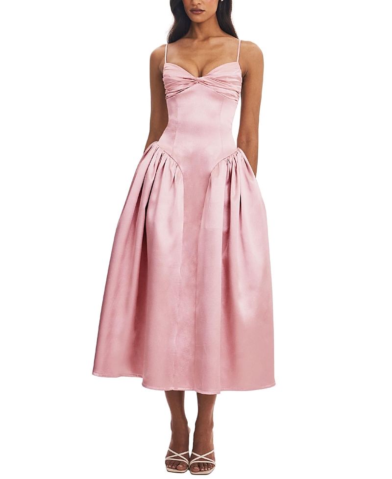 Miss Circle Tullia Satin Ruched Midi Dress