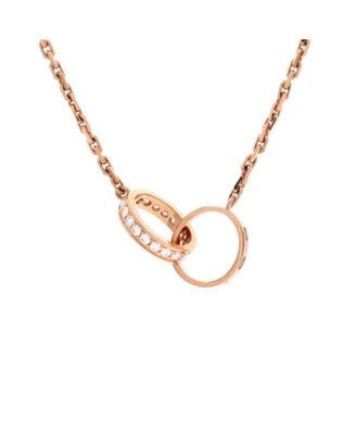  Love Interlocking Necklace 18K Rose Gold with Diamonds, 17.25"