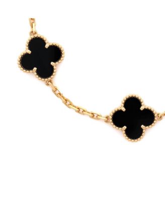  Vintage-like Alhambra 5 Motifs Bracelet 18K Gold and Onyx