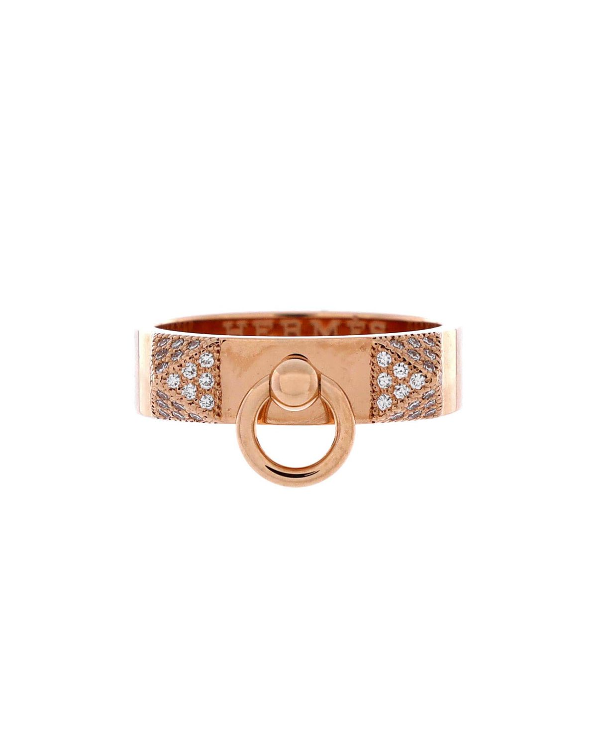Pre-Owned HERMES Small Collier de Chien Ring 18K Rose Gold and Diamonds