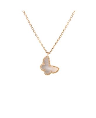  Sweet Alhambra Butterfly Pendant Necklace 18K Gold and Mother of Pearl, 15.5"