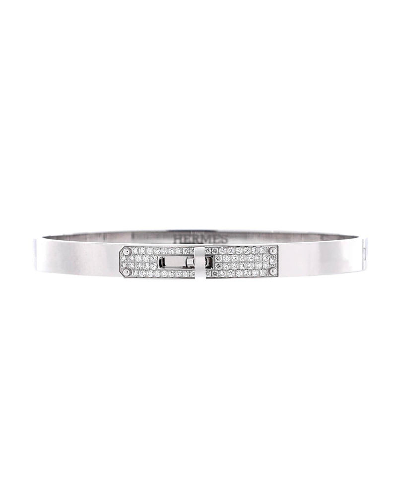 Pre-Owned HERMES Small Kelly Bracelet 18K White Gold and Pave Diamonds