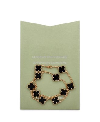  Vintage Alhambra 10 Motifs Necklace 18K Gold and Onyx, 17"