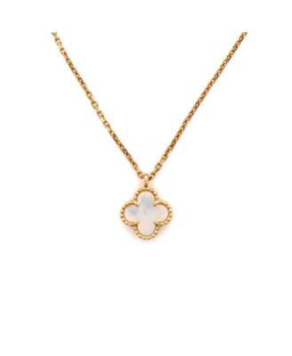  Sweet Alhambra Pendant Necklace 18K Gold and Mother of Pearl, 15.75"