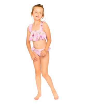 Girls' Two-Piece Ruffle Flared Flower Swimsuit - Big Kid