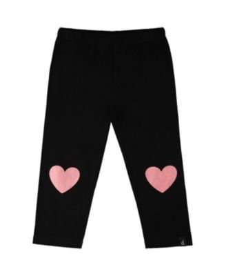 Girls' Organic Cotton with Knee Foil Heart Print Jersey Capri - Big Kid