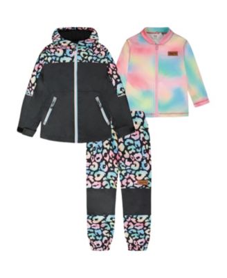 Girls' 3-in-1 Two-Piece Mid-Season Outerwear Set Animal - Inner Jacket - Big Kid
