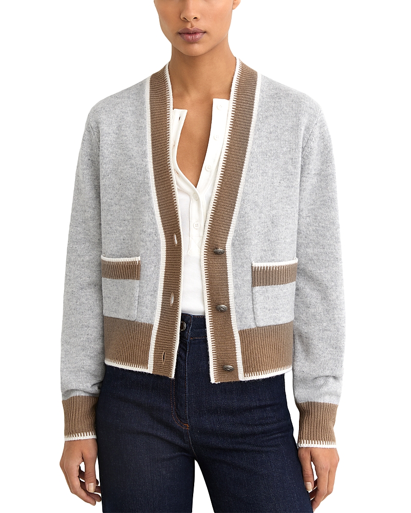 Reiss Louisa Wool & Cashmere Color Blocked Cardigan