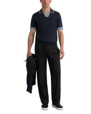 Open Collar Stripe Polo Shirt