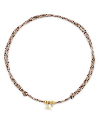 14K Yellow Gold Paracord Diamond & Hummingbird Desert Camo Rondelle Necklace, 12-26"