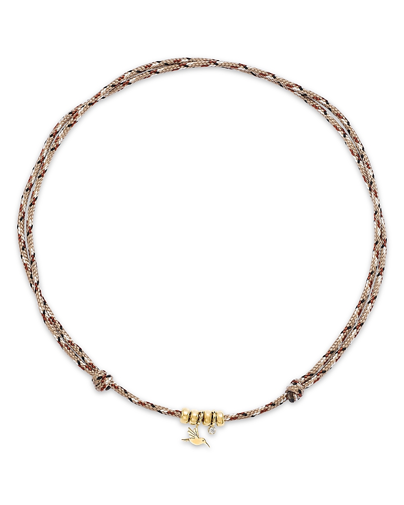 Zoe Chicco 14K Yellow Gold Paracord Diamond & Hummingbird Desert Camo Rondelle Necklace, 12