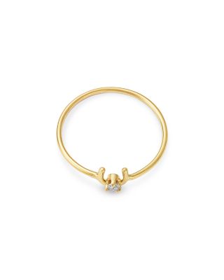 14K Yellow Gold Prong Diamonds Horseshoe Wire Ring