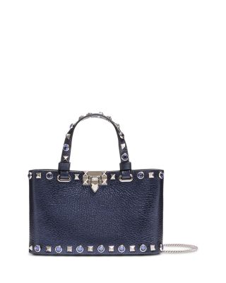 Mini Rockstud & Rhinestone Leather Shoulder Bag