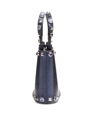 Mini Rockstud & Rhinestone Leather Shoulder Bag