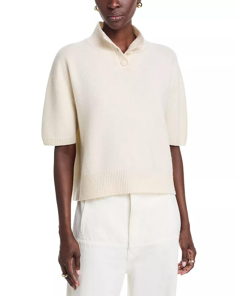 Brandon Maxwell Kinley Cashmere Cropped Henley