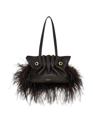 Soft Small Leather & Feather Bag