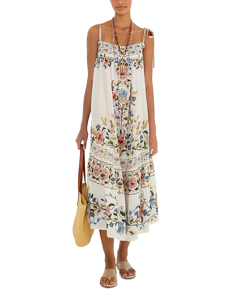 Farm Rio Stitched Garden Long Dress Cover Up