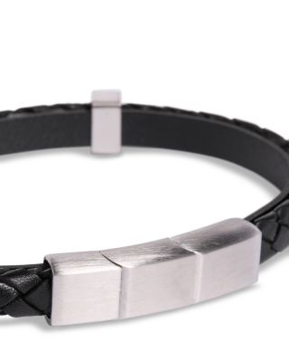 Jan Leslie Double Steel Woven Leather Bracelet