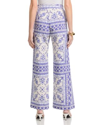 Floral Border Mosaic Halter Top & Wide Leg Pants Set -Exclusive