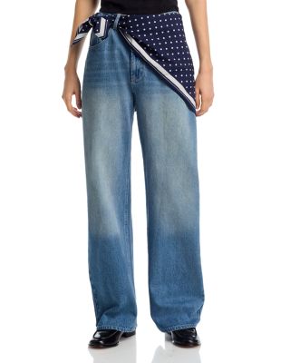 Sydnee High Rise Barrel Jeans with Scarf in Marina Wash