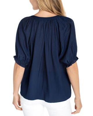 Short Sleeve Half Placket Woven Blouse